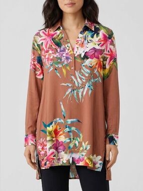 Soft Surroundings Women's M Florentine Garden Floral Popover Tunic Multicolor
